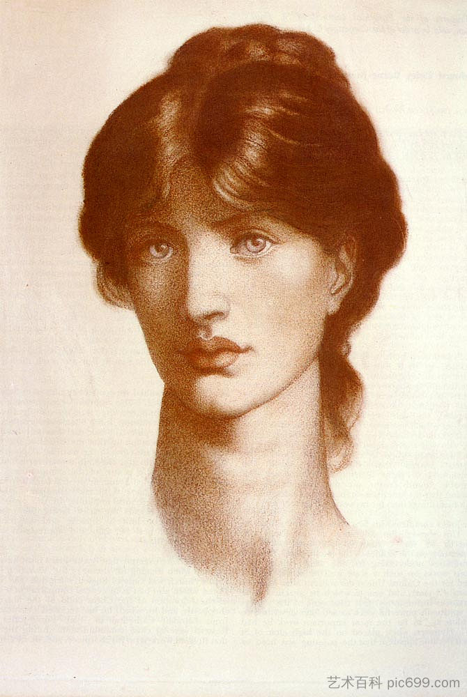 为菲亚梅塔的愿景而学习 Study For A Vision Of Fiammetta,但丁·加布里埃尔·罗赛蒂