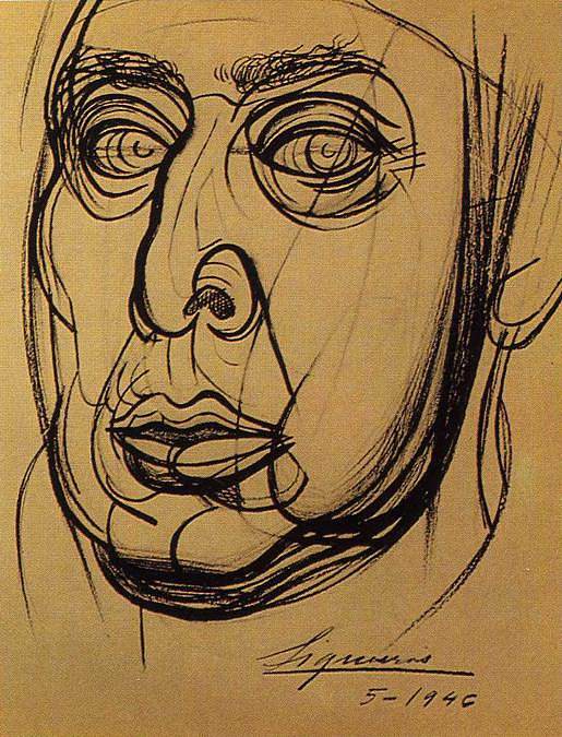 自画像 Self-Portrait (1946)，戴维.阿尔法罗.西凯洛斯