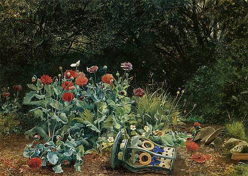花园安静角落的夏日鲜花 Summer flowers in a quiet corner of the garden (1882)，大卫·贝特斯