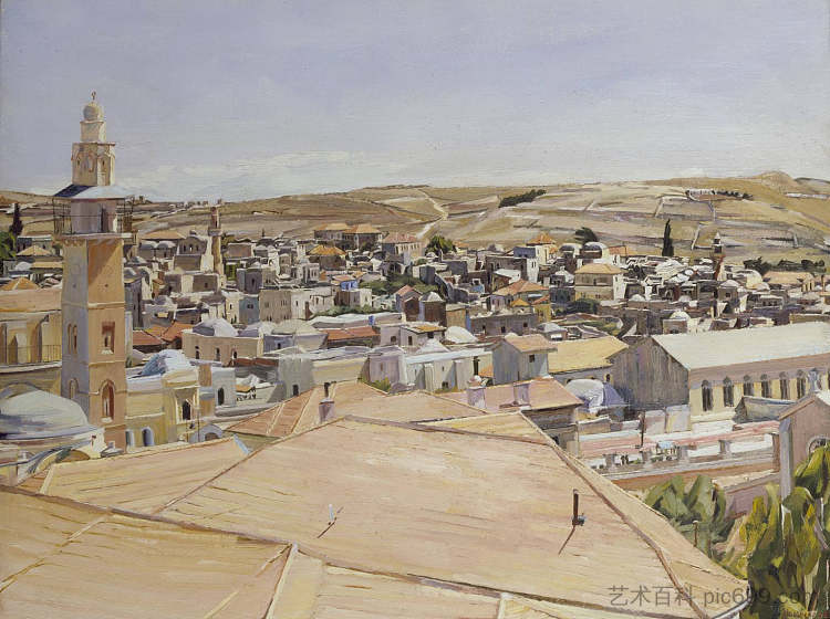 耶路撒冷，望着斯科普斯山 Jerusalem, Looking to Mount Scopus (1925)，大卫·邦勃格