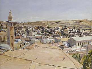 耶路撒冷，望着斯科普斯山 Jerusalem, Looking to Mount Scopus (1925)，大卫·邦勃格