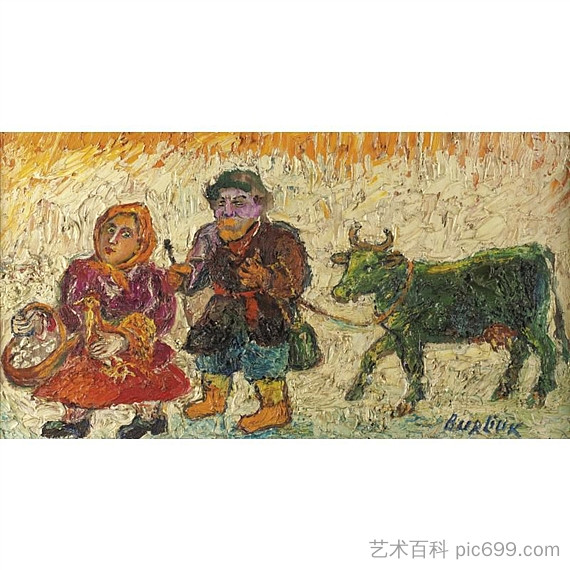 去市场（一头绿牛） Going to the marketplace (A green cow)，戴维·伯克