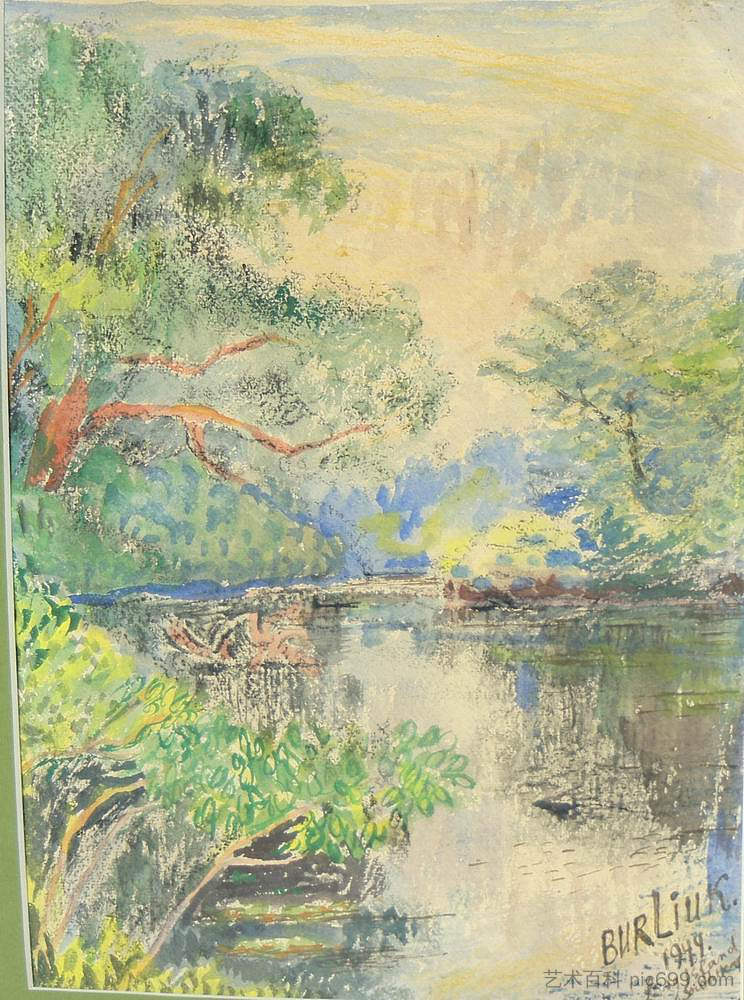 长岛，有河流的夏季景观 Long Island, summer landscape with a river (1944)，戴维·伯克