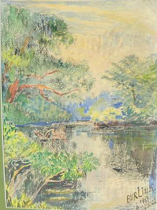 长岛，有河流的夏季景观 Long Island, summer landscape with a river (1944)，戴维·伯克