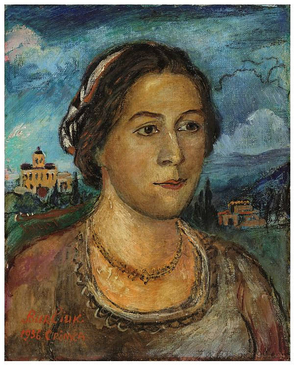 马鲁西亚·伯留克的肖像 Portrait of Marussia Burliuk (1956)，戴维·伯克