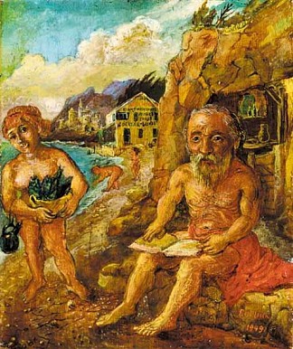 洞穴附近的圣安东尼 Saint Anthony near the cave (1949; United States                     )，戴维·伯克