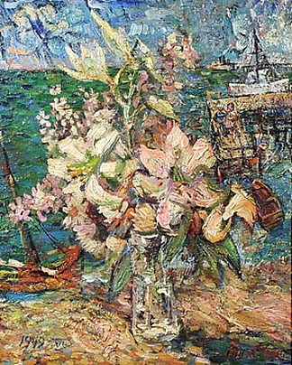 静物与船和驳船 Still life with boats & enbarkment (1949)，戴维·伯克