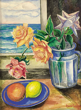 静物与玫瑰和水果 Still life with roses and fruits (1933)，戴维·伯克