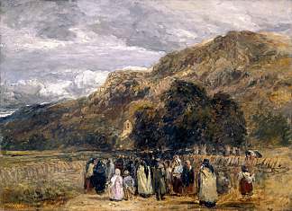 威尔士葬礼，Betwys-y-Coed A Welsh Funeral, Betwys-y-Coed (1850)，戴维·考克斯