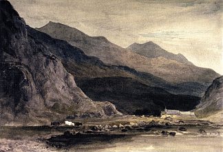 贝德盖勒特磨坊和桥梁 Beddgelert Mill and Bridge (1810)，戴维·考克斯