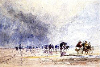 穿越兰开斯特金沙 Crossing Lancaster Sands (1849)，戴维·考克斯