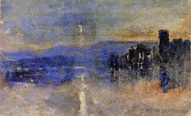 月光风景 Moonlight Landscape (1849)，戴维·考克斯