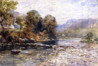 铺路石，贝特斯-伊-科德 Stepping Stones, Bettws-y-Coed (1859)，戴维·考克斯
