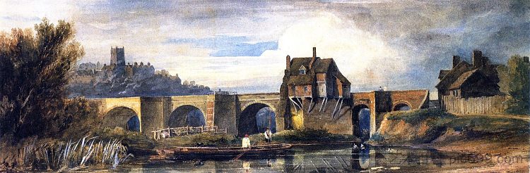 什罗普郡布里奇诺斯的老桥 The Old Bridge at Bridgnorth, Shropshire (1809)，戴维·考克斯