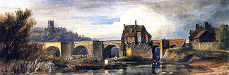 什罗普郡布里奇诺斯的老桥 The Old Bridge at Bridgnorth, Shropshire (1809)，戴维·考克斯