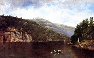 在乔治湖上划船 Boating on Lake George (1870)，大卫·约翰逊