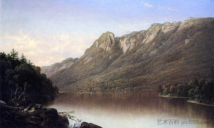 鹰崖，弗兰肯缺口，新罕布什尔州 Eagle Cliff, Franconia Notch, New Hampshire (1864)，大卫·约翰逊