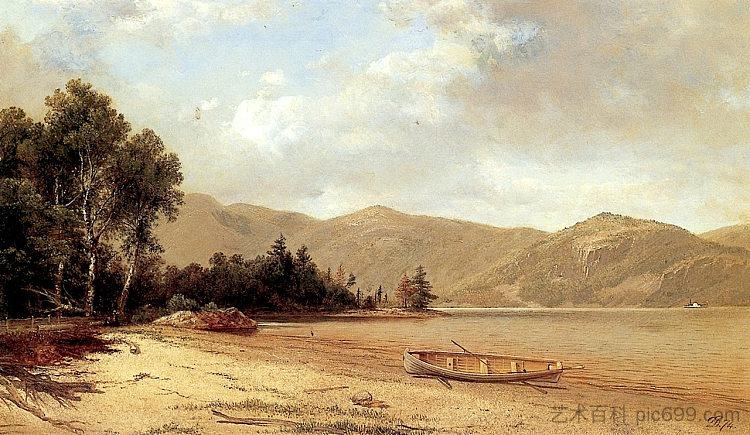 德累斯顿，乔治湖的景色 View of Dresden, Lake George (1874)，大卫·约翰逊