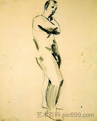 无题（裸体男性形象） Untitled (Nude Male Figure) (1957)，大卫·帕克