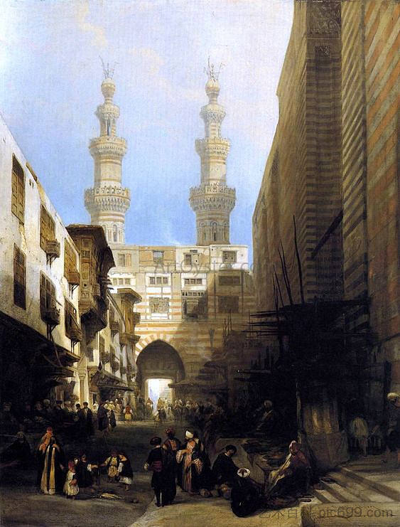 开罗的景色 A View in Cairo (1840)，大卫·罗伯茨