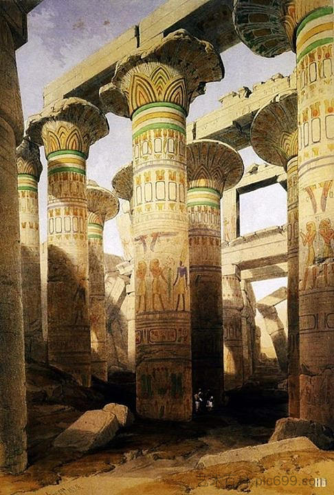 伟大的卡纳克神庙的建筑和艺术。底比斯市。埃及。 Architecture and Art of the great Temple of Karnak. City of Thebes. Egypt.，大卫·罗伯茨