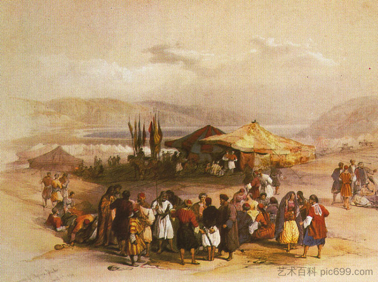 朝圣者在耶利哥的营地 Encampment of the Pilgrims at Jericho，大卫·罗伯茨