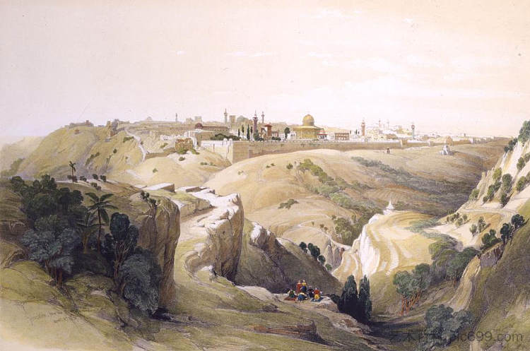 耶路撒冷从通往伯大尼的路上 Jerusalem from the Road Leading to Bethany (1833)，大卫·罗伯茨