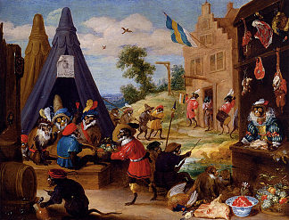 猴子营地 A Monkey Encampment (1633; Belgium                     )，戴维·特尼耶