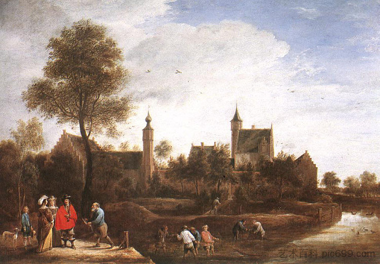 安特卫普附近的斯特克霍夫山的景色 A View of Het Sterckshof near Antwerp (1646; Belgium  )，戴维·特尼耶