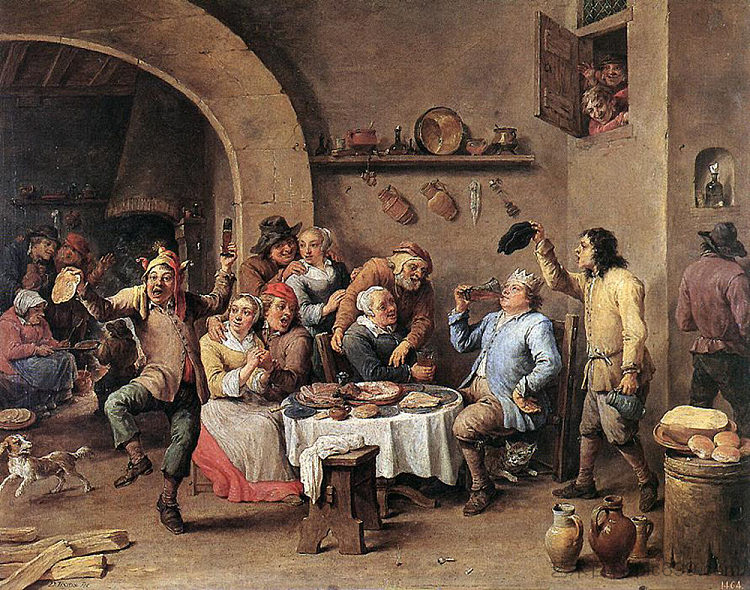 嘉年华：“国王饮料” Carnival: 'The King Drinks' (1690; Belgium  )，戴维·特尼耶