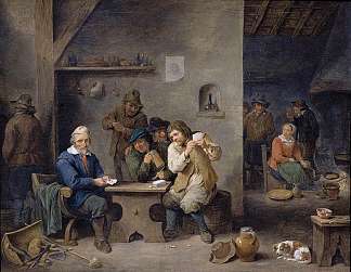 在酒馆赌博的人物 Figures Gambling in a Tavern (1670; Belgium                     )，戴维·特尼耶