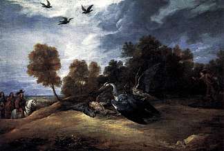 与利奥波德·威廉大公一起狩猎苍鹭 Heron Hunting with the Archduke Leopold Wilhelm (c.1654; Belgium                     )，戴维·特尼耶