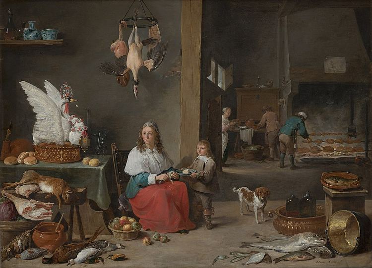 厨房 Kitchen (1644; Belgium  )，戴维·特尼耶
