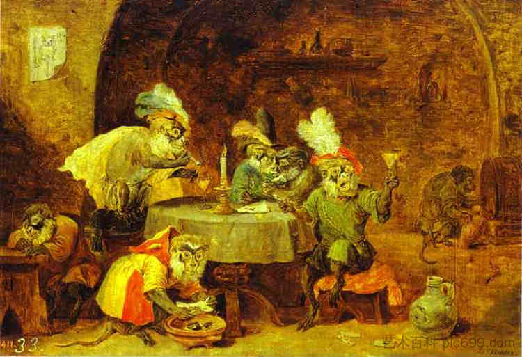 吸烟者和饮酒者 Smokers and Drinkers (c.1660; Belgium  )，戴维·特尼耶