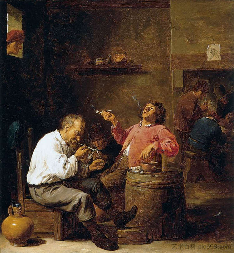 室内吸烟者 Smokers in an Interior (c.1637; Belgium  )，戴维·特尼耶