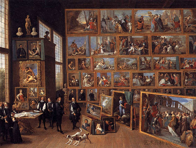 利奥波德·威廉大公在布鲁塞尔的画廊 The Archduke Leopold Wilhelm in his Picture Gallery in Brussels (1651; Belgium  )，戴维·特尼耶