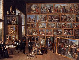 利奥波德·威廉大公在布鲁塞尔的画廊 The Archduke Leopold Wilhelm in his Picture Gallery in Brussels (1651; Belgium                     )，戴维·特尼耶