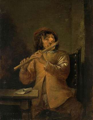 长笛手 The Flautist (c.1635; Belgium                     )，戴维·特尼耶
