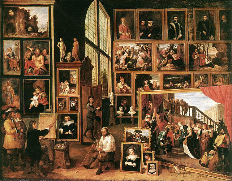 布鲁塞尔利奥波德大公画廊 The Gallery of Archduke Leopold in Brussels (1639; Belgium  )，戴维·特尼耶