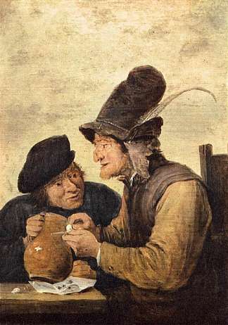 两个酒鬼 Two Drunkards (c.1635; Belgium                     )，戴维·特尼耶