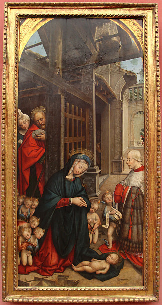 与捐赠者一起崇拜孩子 Adoration of the Child with a Donor (c.1511)，特芬丹特·法拉利