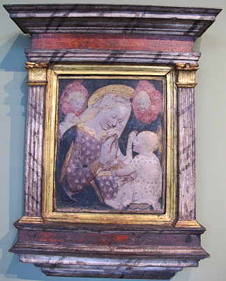 对孩子的崇拜 Adorazione Del Bambino (c.1450)，Desiderio da Settignano