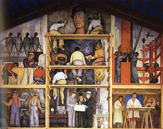 壁画的制作，展示城市的建设 The Making of a Fresco, Showing The Building of a City (1931)，迭戈·里维拉