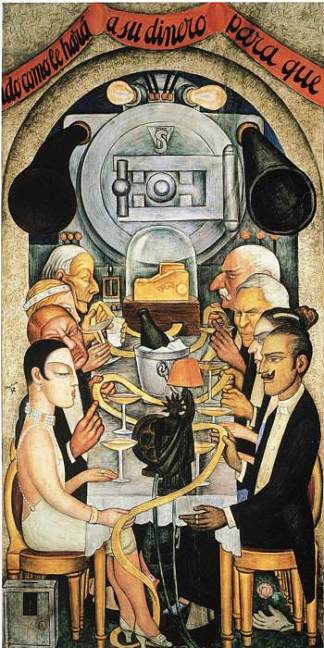 华尔街宴会 Wall Street Banquet (1928)，迭戈·里维拉