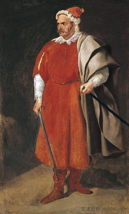 小丑“红胡子”的肖像，克里斯托瓦尔·德·卡斯塔内达 Portrait of the Buffoon 'Redbeard', Cristobal de Castaneda (1637 - 1640)，迭戈·德·席尔瓦·委拉斯开兹