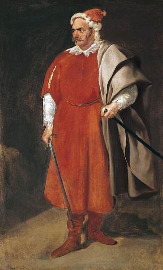 小丑“红胡子”的肖像，克里斯托瓦尔·德·卡斯塔内达 Portrait of the Buffoon ‘Redbeard’, Cristobal de Castaneda (1637 – 1640)，迭戈·德·席尔瓦·委拉斯开兹