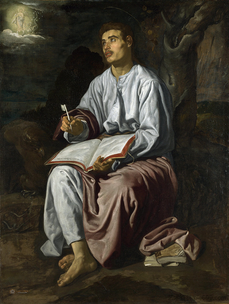 帕特莫斯的圣约翰 Saint John at Patmos (c.1619)，迭戈·德·席尔瓦·委拉斯开兹