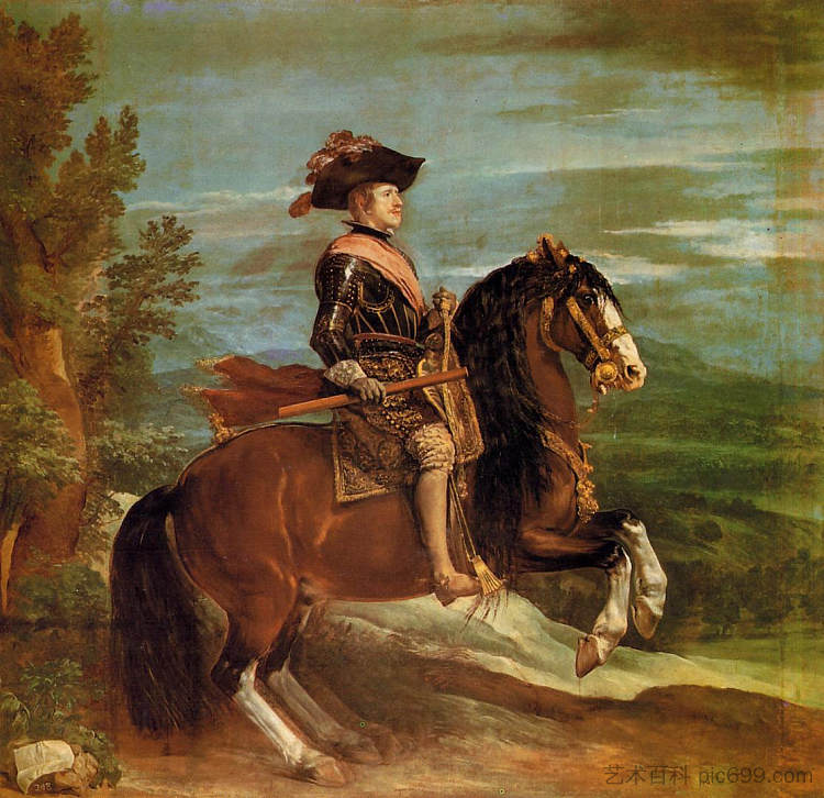 菲利普四世的马术肖像 Equestrian Portrait of Philip IV (1634 - 1635)，迭戈·德·席尔瓦·委拉斯开兹