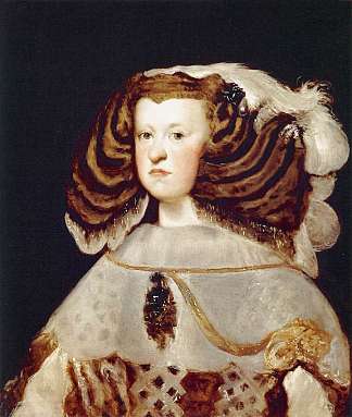 奥地利玛丽安娜的肖像，西班牙女王 Portrait of Mariana of Austria, Queen of Spain (1655 – 1657)，迭戈·德·席尔瓦·委拉斯开兹