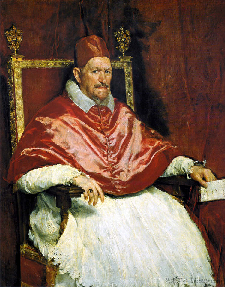 教皇英诺森十世的肖像 Portrait of Pope Innocent X (1650)，迭戈·德·席尔瓦·委拉斯开兹